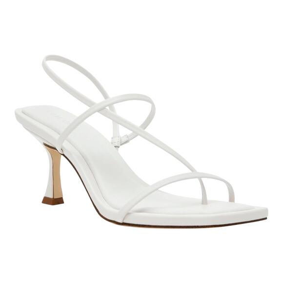 Steve Madden Women's Locke Strappy Leather Mid Heel Dress Sandals White Size 8 - Picture 1 of 4